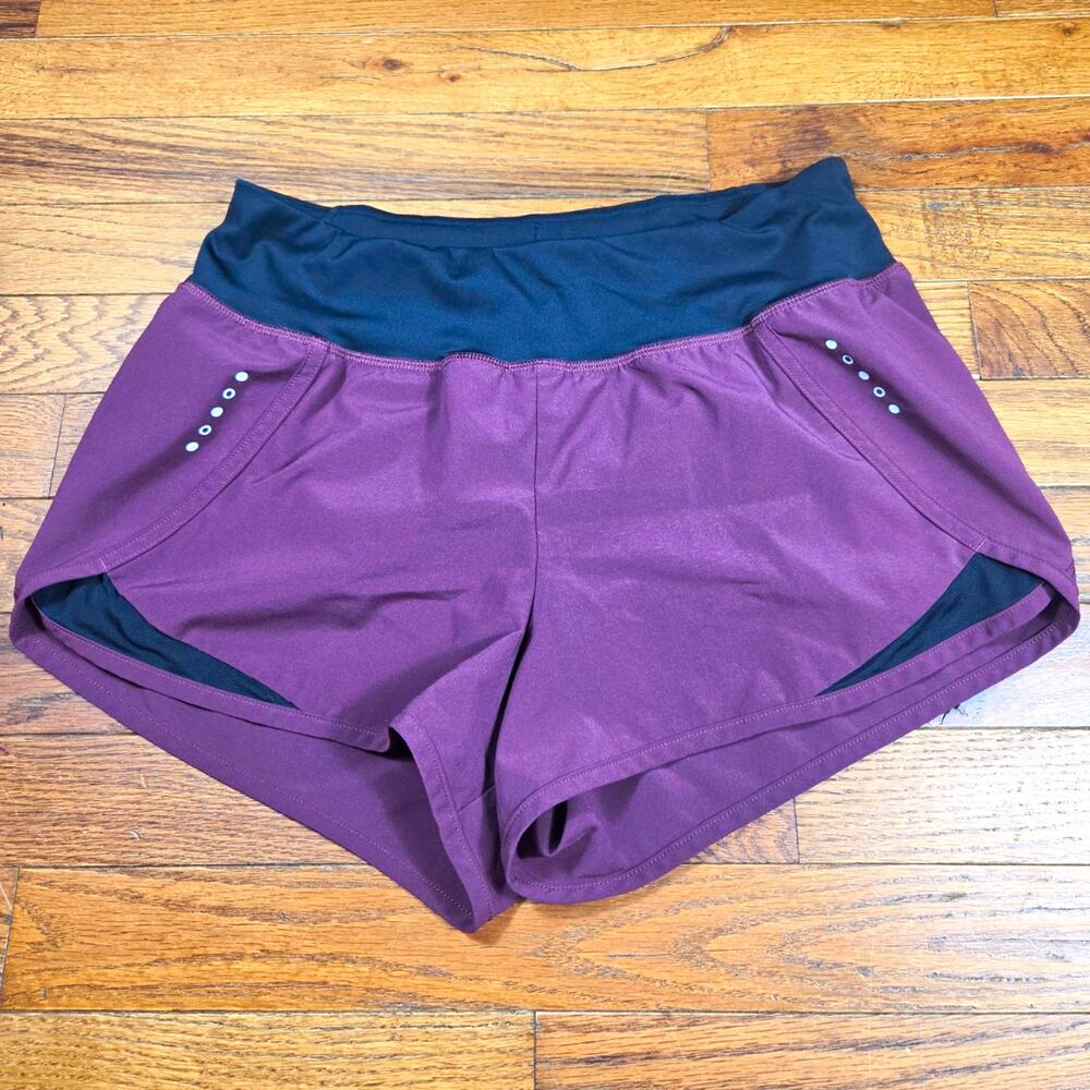 CORE 10 Womens Athletic Knit Shorts Purple Black Solid Pockets Elastic Waist M